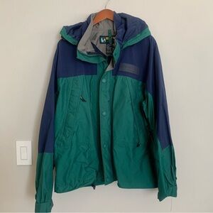 Vintage Eddie Bauer Ebtek Men's Large Gore-Tex Rain Ski Jacket Parka Hidden Hood